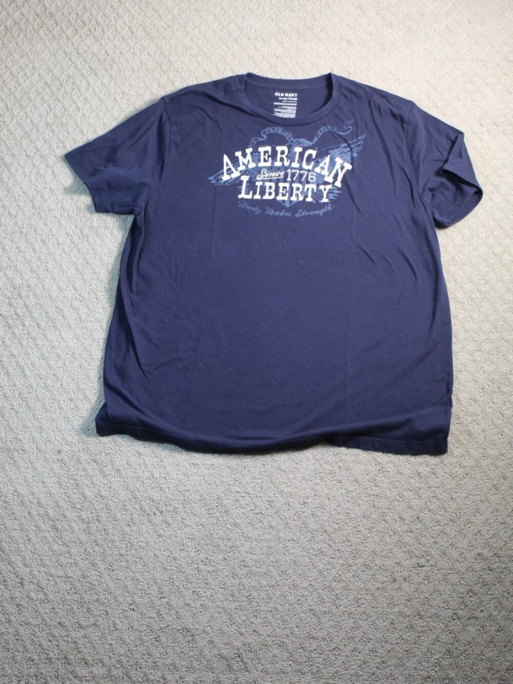 Old Navy Sz XXL Cotton Blend Blue "American Liberty" Graphic Crew Neck SS T-Shir